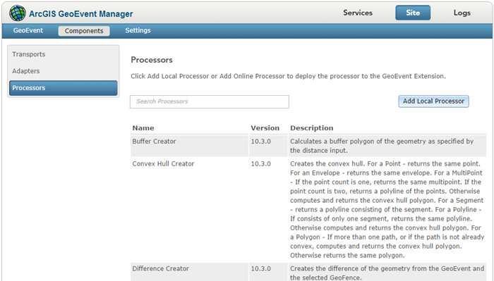 List of available processors deployed with List of available processors deployed with